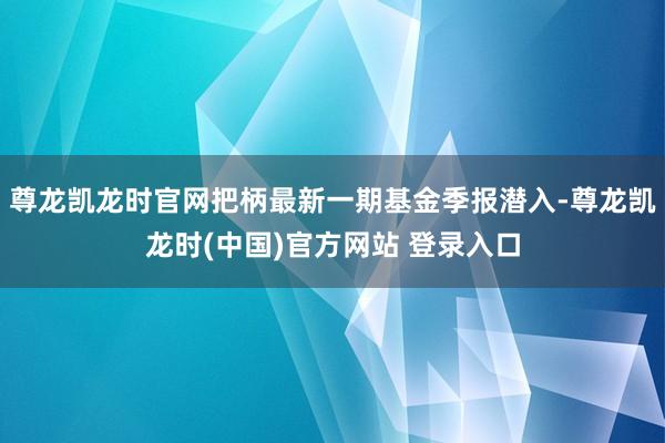 尊龙凯龙时官网把柄最新一期基金季报潜入-尊龙凯龙时(中国)官方网站 登录入口