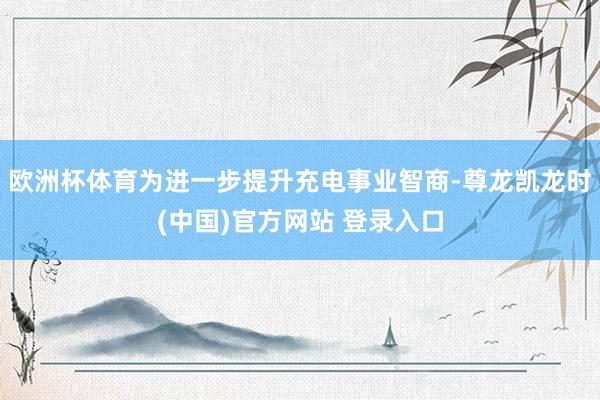 欧洲杯体育为进一步提升充电事业智商-尊龙凯龙时(中国)官方网站 登录入口