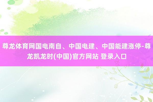 尊龙体育网国电南自、中国电建、中国能建涨停-尊龙凯龙时(中国)官方网站 登录入口