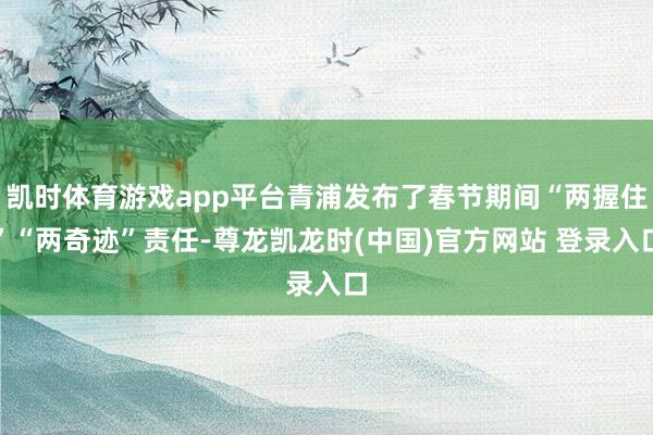 凯时体育游戏app平台青浦发布了春节期间“两握住”“两奇迹”责任-尊龙凯龙时(中国)官方网站 登录入口